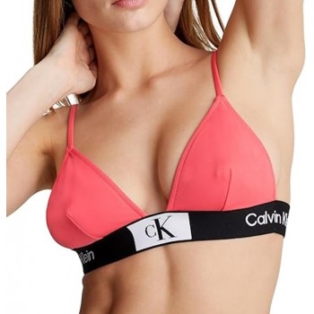 Calvin Klein γυναικείο μαγιό top σε κοραλί χρώμα με μαύρο λάστιχο KW0KW02451 TBK